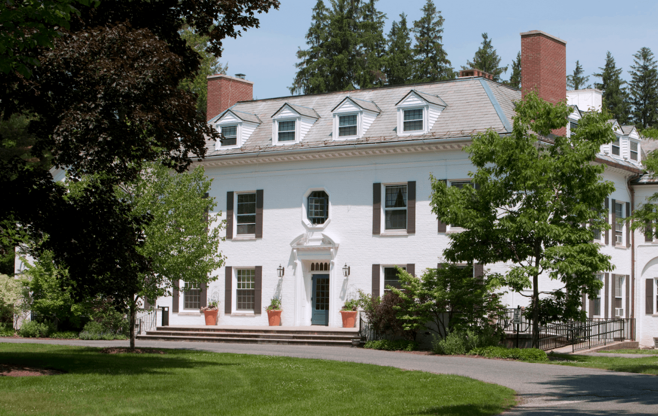 White colonial style house on the Austen Riggs campus